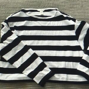 H&M Boat Neck Blue and White Top
